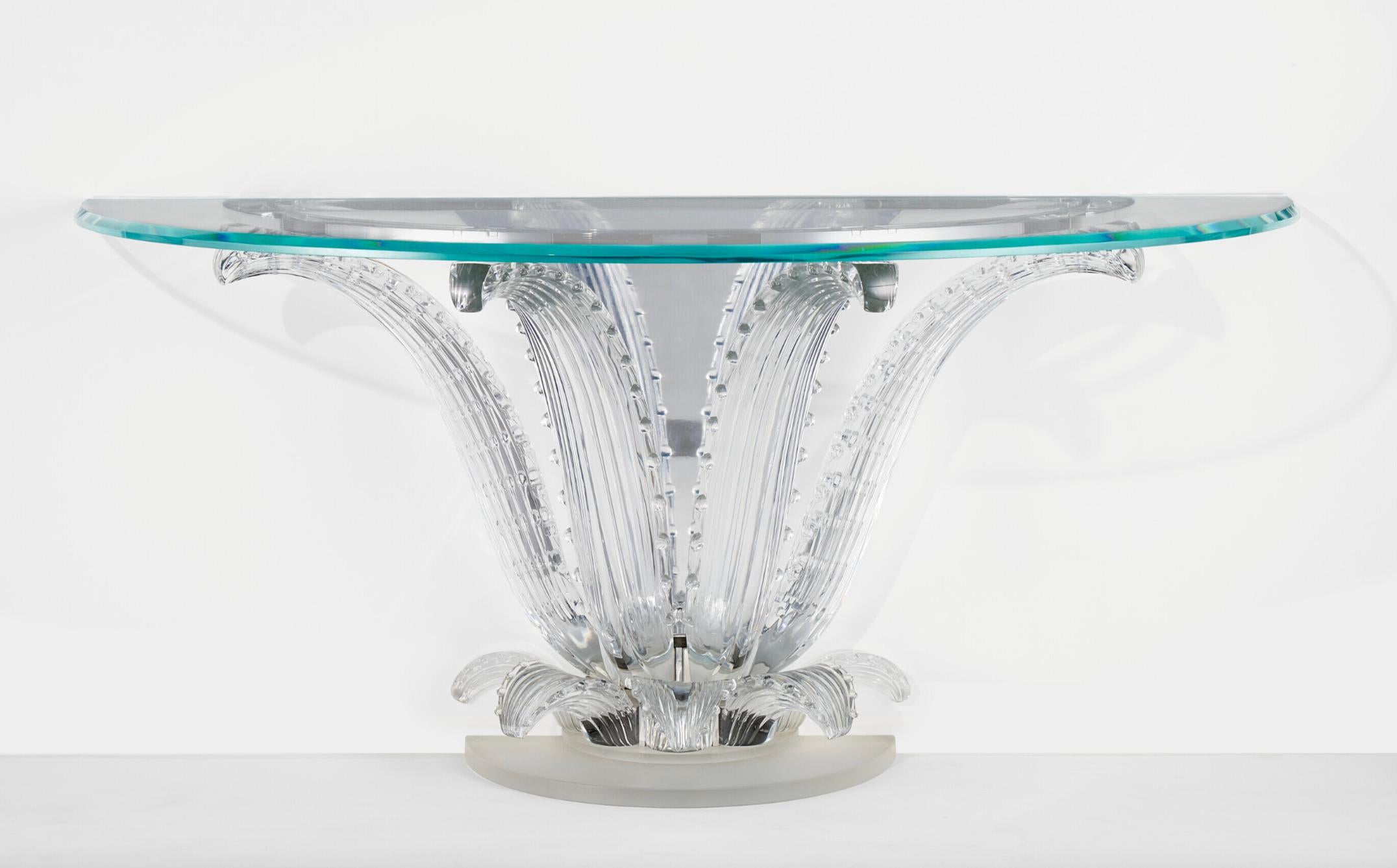 Lalique France, A Magnificent Pair of Crystal Cactus Console Tables

circa 1987 and 1988

These exquisite Lalique crystal cactus console tables are true statement pieces that exude luxury and sophistication. Originally designed by Marc Lalique