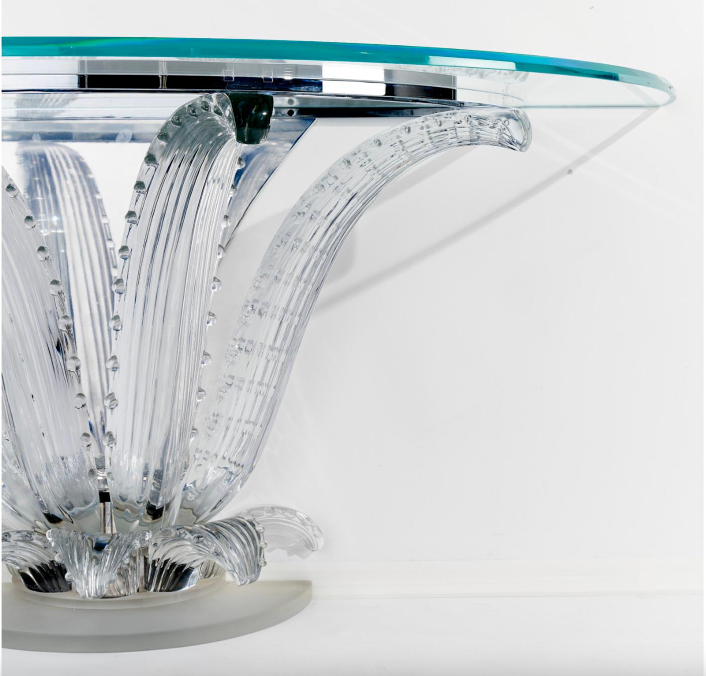 Lalique France, a Magnificent Pair of Crystal Cactus Console Tables In Good Condition For Sale In New York, NY