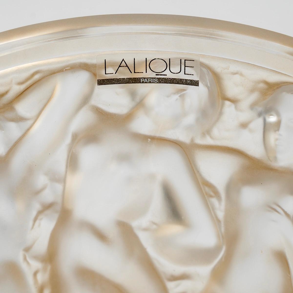 Art déco Lalique France After René Lalique - Vase Bacchantes Cristal dépoli Lustre d'or