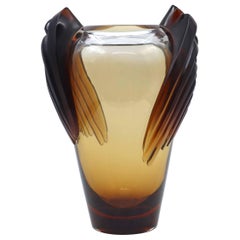 Lalique France Amber-Coloured Vase