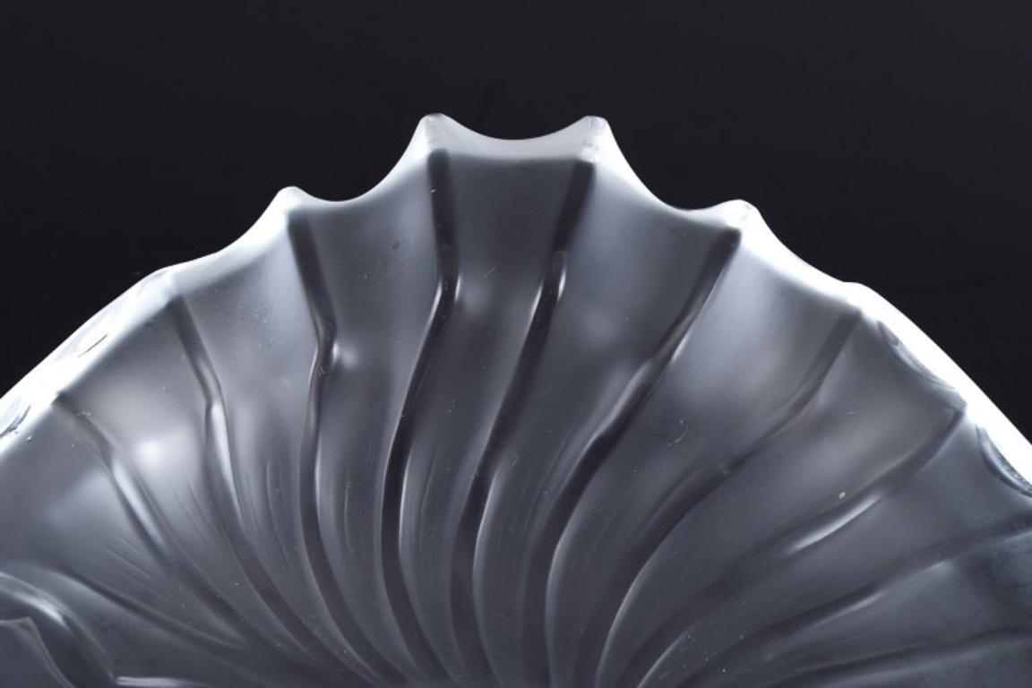 Art Glass Lalique, France.  Art glass bowl with relief decoration. 1980s. For Sale