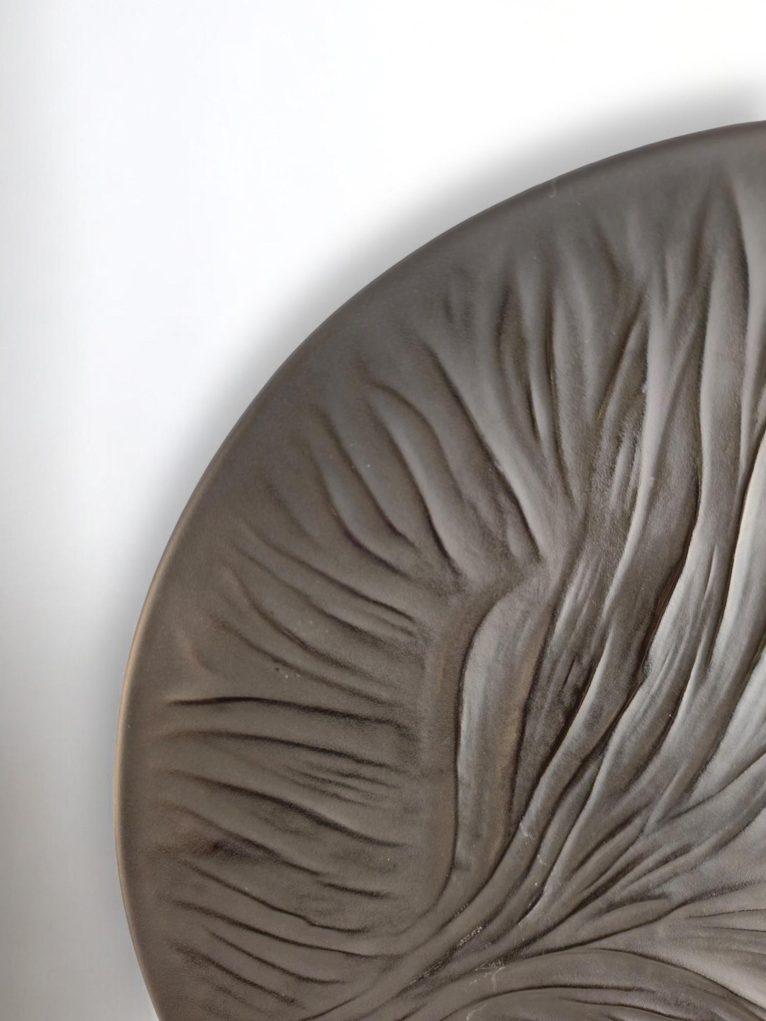 Lalique France Black Crystal ‘Algues’ Tree of Life Plate For Sale 1