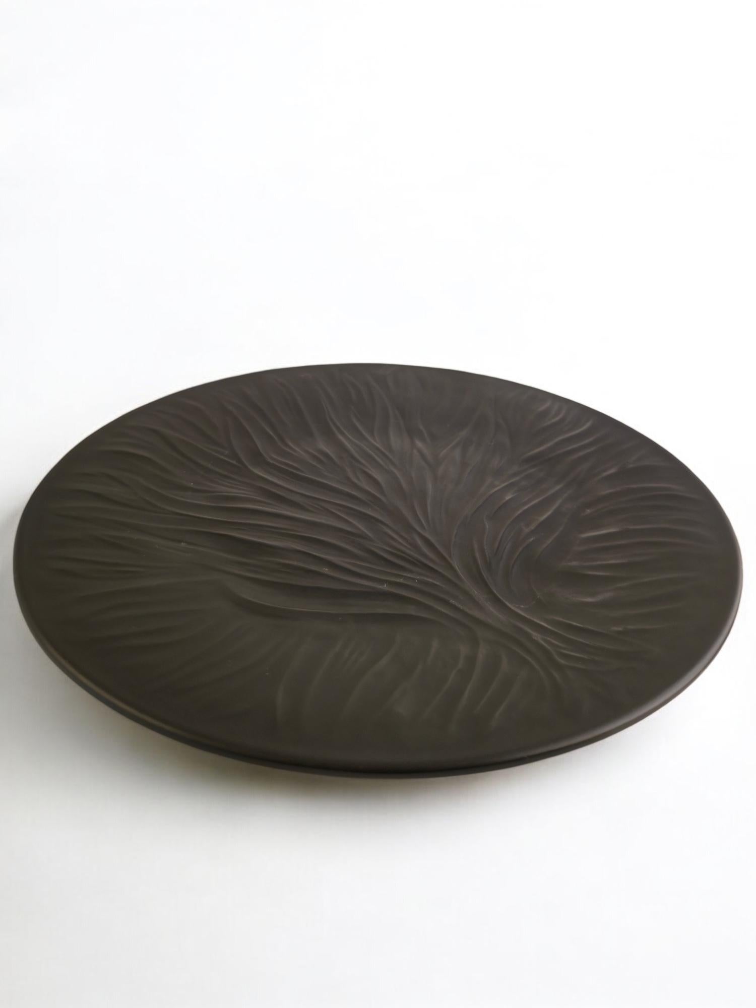Lalique France Black Crystal ‘Algues’ Tree of Life Plate For Sale 2