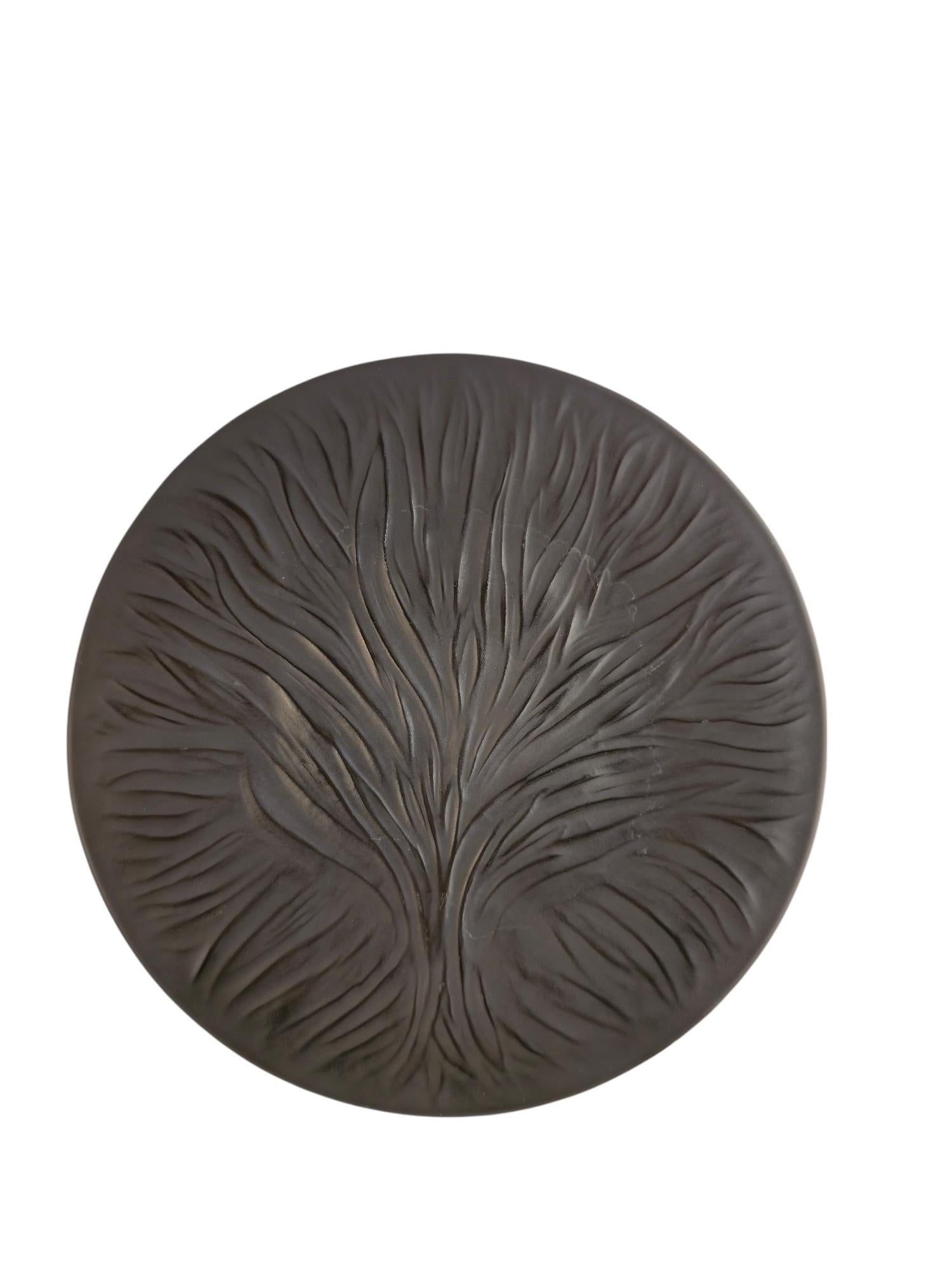 Lalique France Black Crystal ‘Algues’ Tree of Life Plate For Sale 3