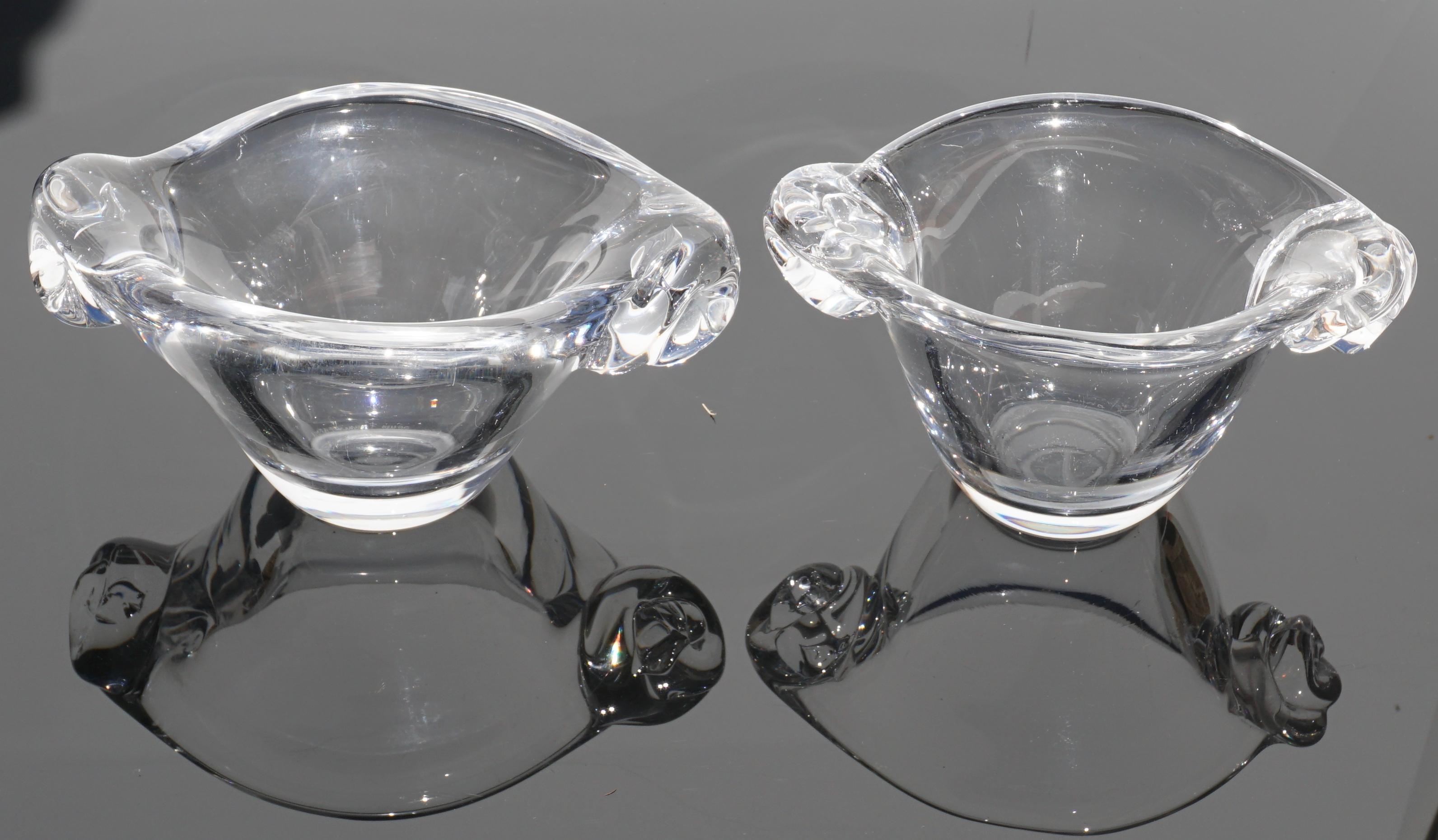 Mid-Century Modern Lalique France Crystal Bowls Midcentury