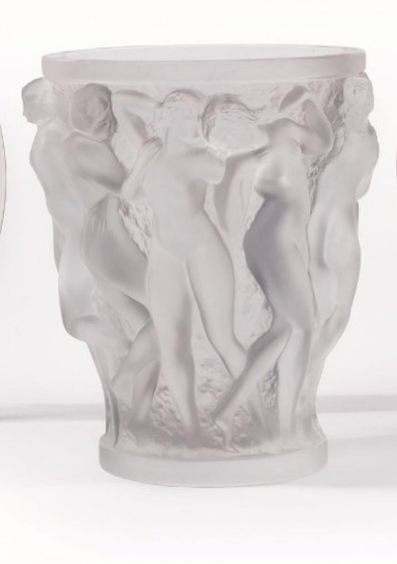Art Deco Lalique France Clear Crystal Bacchantes Vase