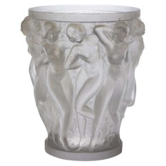 Lalique France Clear Crystal Bacchantes Vase