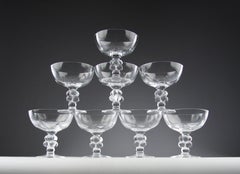 Coupes à champagne Clos-Vougeot de Lalique France, années 1980