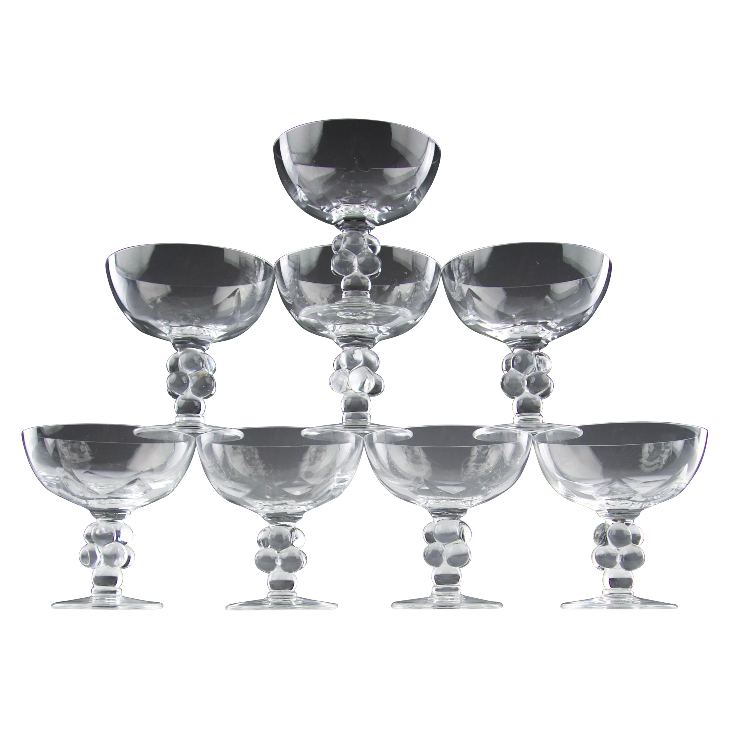 Lalique France, "Clos-Vougeot" Champagne Coupes, 1980s