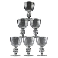 Lalique France, "Clos-Vougeot" Red Wine Glasses, 1970s