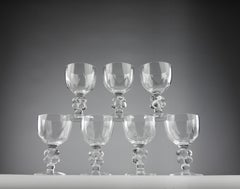 Lalique France, "Clos-Vougeot" White Wine Glasses, 1970s