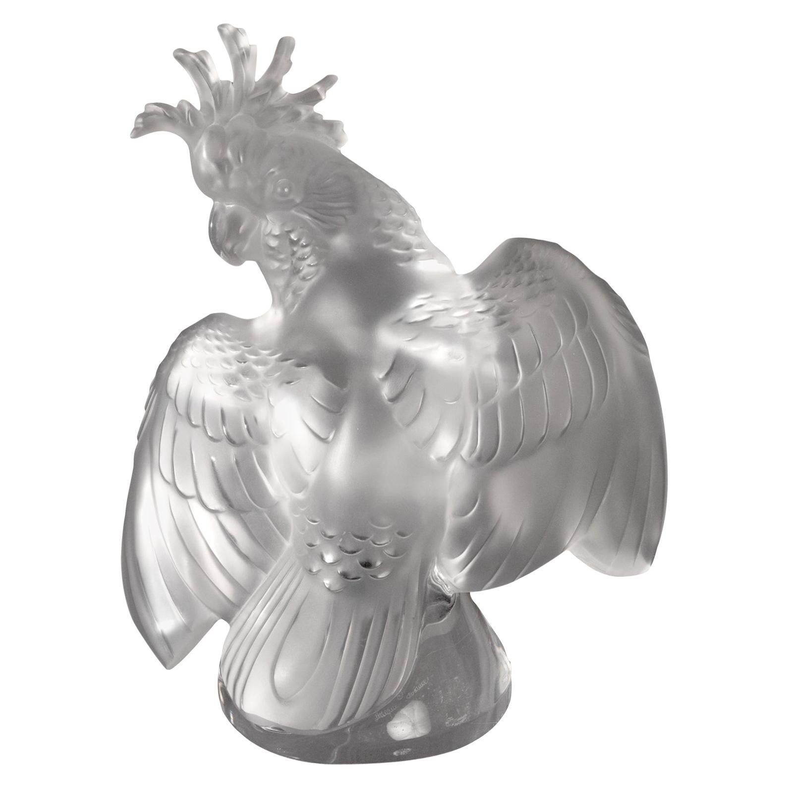 Lalique France "Cockatoo" Crystal Sculpture For Sale