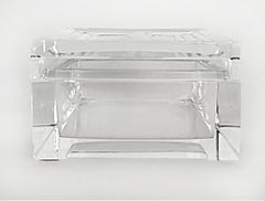 Lalique France Covered Crystal Vanity Box with Etched Lid
