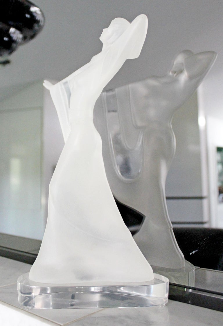 Lalique France Crystal Art Deco Female Figurine For Sale at 1stDibs
