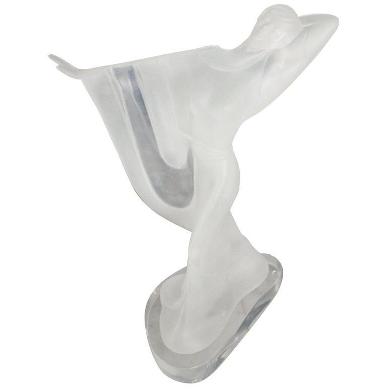 Lalique France Crystal Art Deco Female Figurine For Sale at 1stDibs