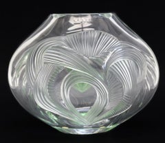Lalique France Crystal Art Glass Tresses Vase, 1998 Signed Original Box