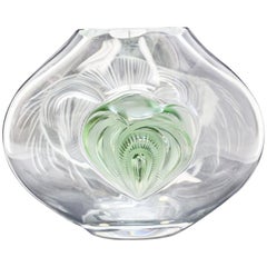 Lalique France Crystal Art Glass Tresses Vase, 1998 Signed Original Box