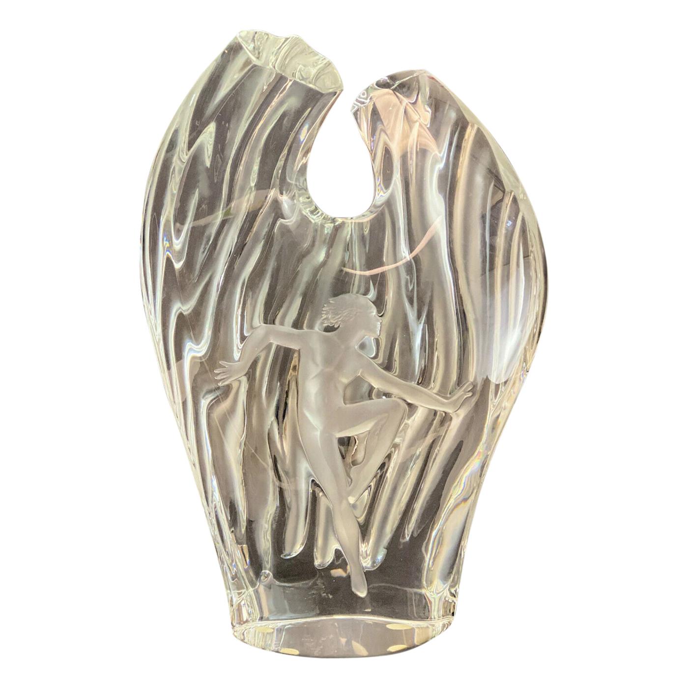 Lalique France Crystal Glass Dora Vase For Sale