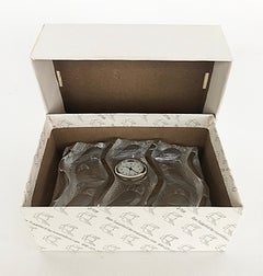 Lalique France Crystal "Hulotte" Owl Clock in Original Box