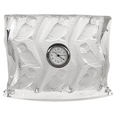 Pendule hibou en cristal ""Hulotte"" de Lalique France Horloge hibou dans sa boîte d'origine