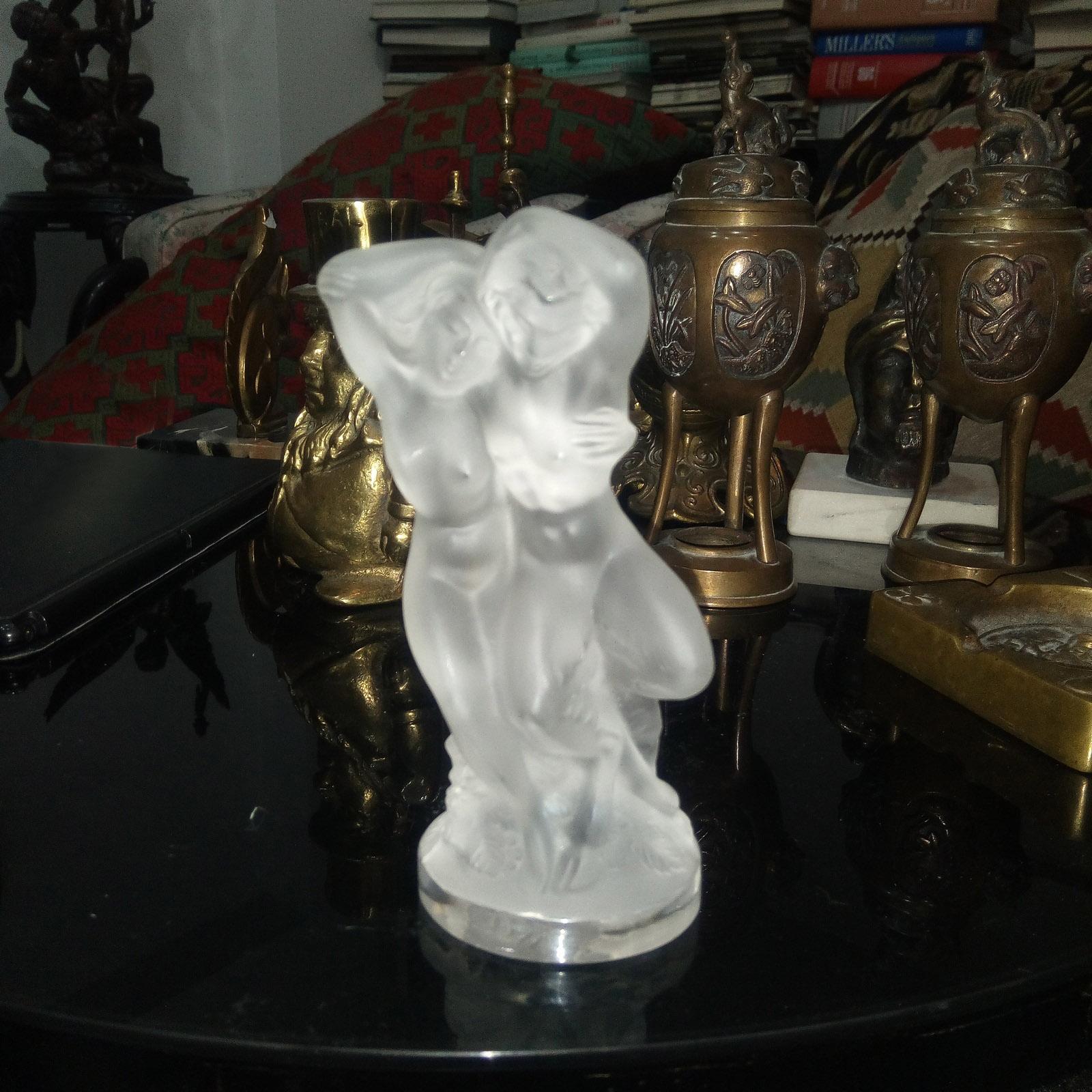 Figurine Pan & Diana en cristal de Lalique France 