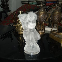 Lalique France Crystal “Le Faune” Dancing Nude Lovers Pan & Nymph Figurine