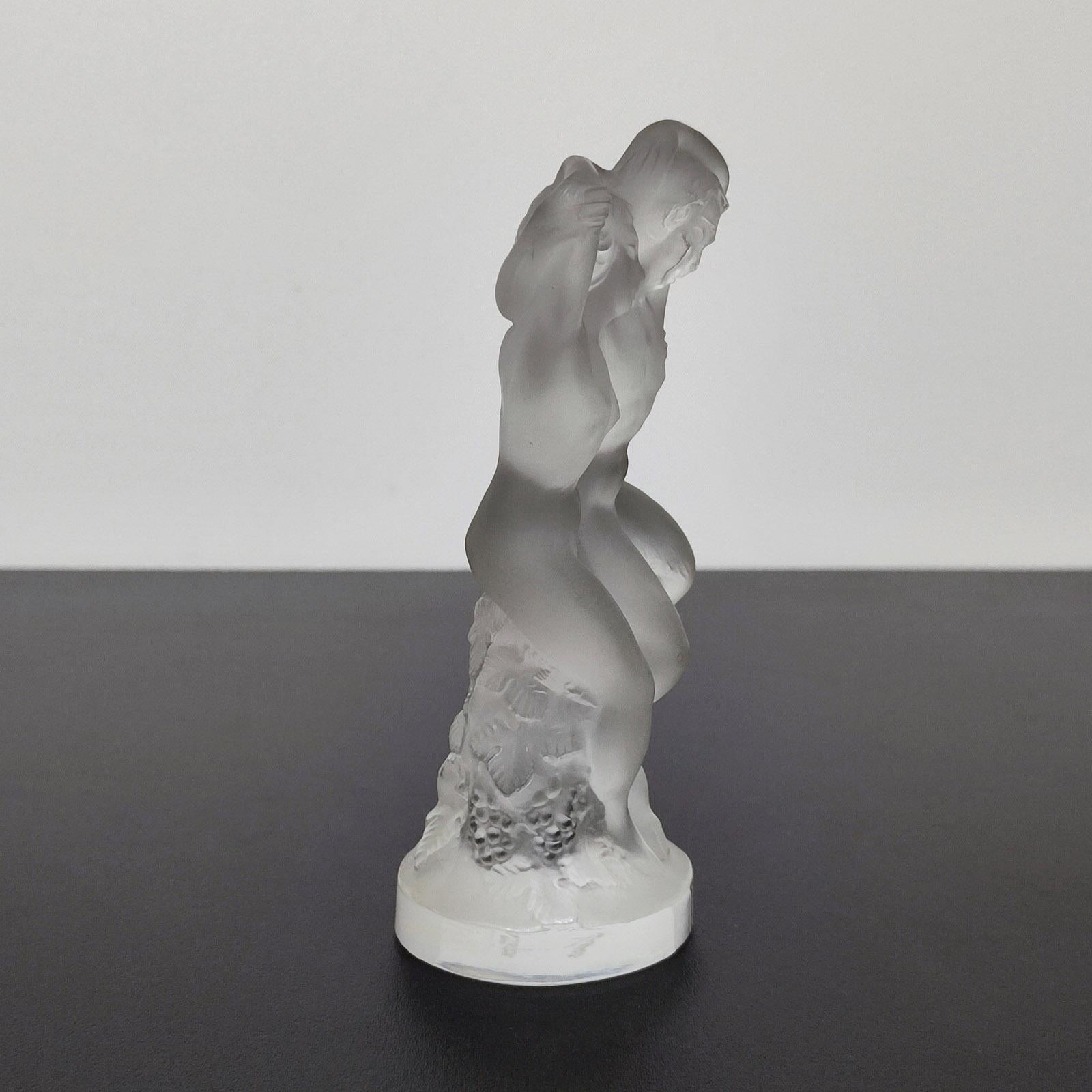 Français Lalique France Crystal Le Faune dansant Nude Lovers Pan & Nymph Figurine en vente