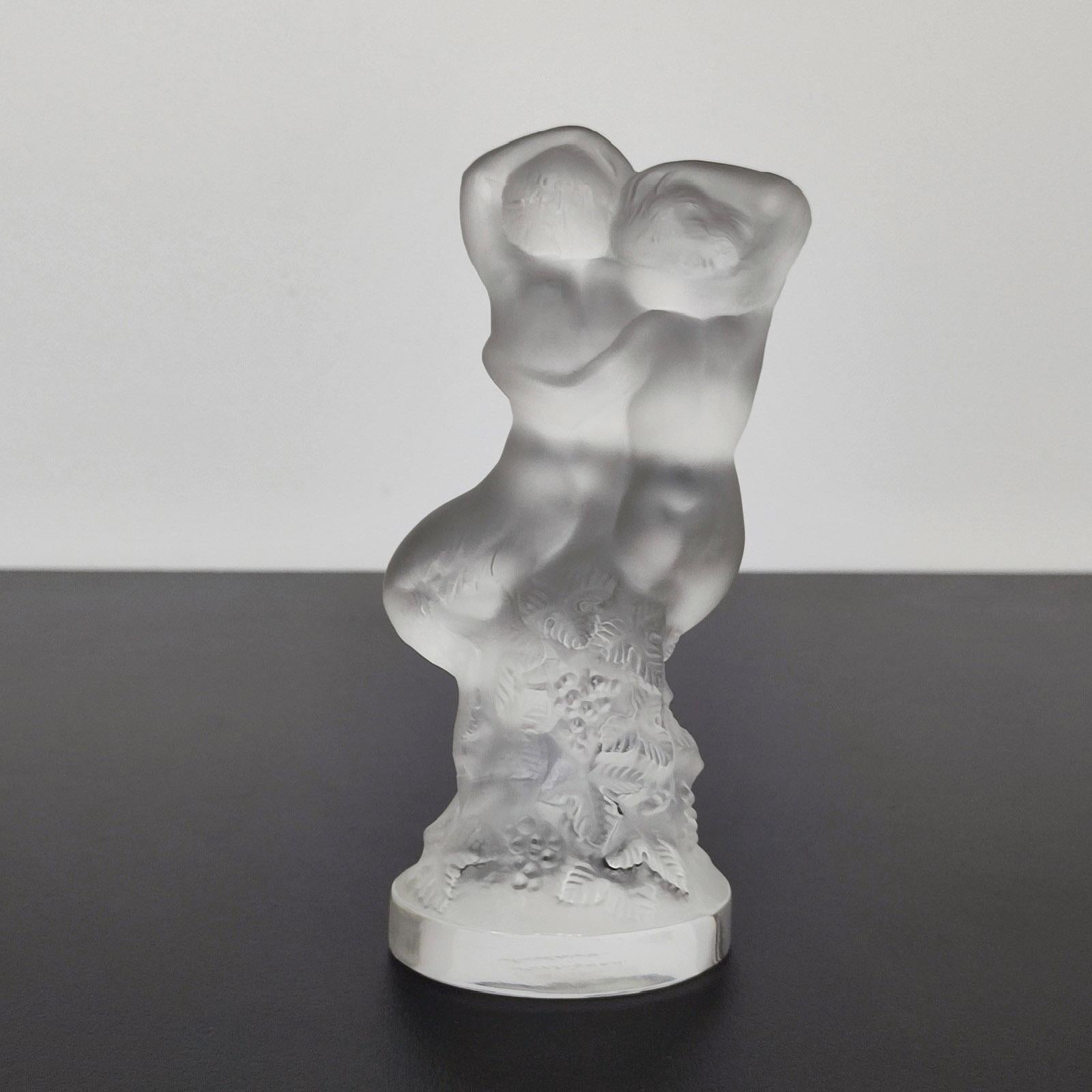 Lalique France Crystal Le Faune dansant Nude Lovers Pan & Nymph Figurine Excellent état - En vente à Bochum, NRW