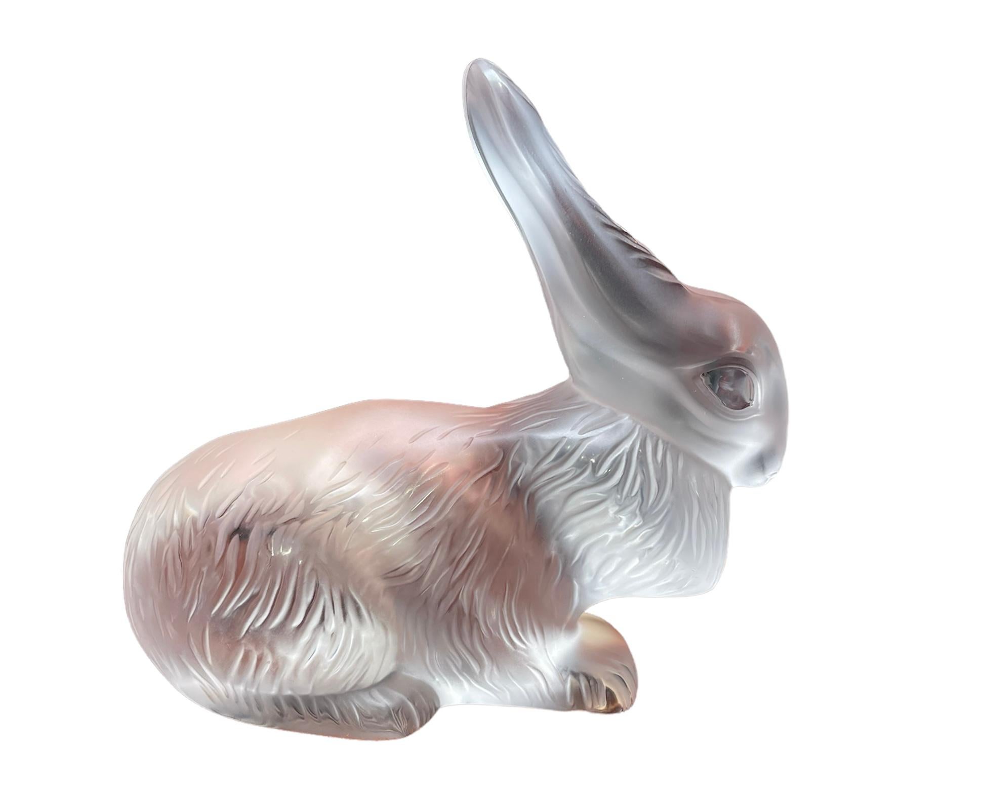 Art Nouveau Lalique France Crystal Rabbit ”Cesar” Figurine For Sale