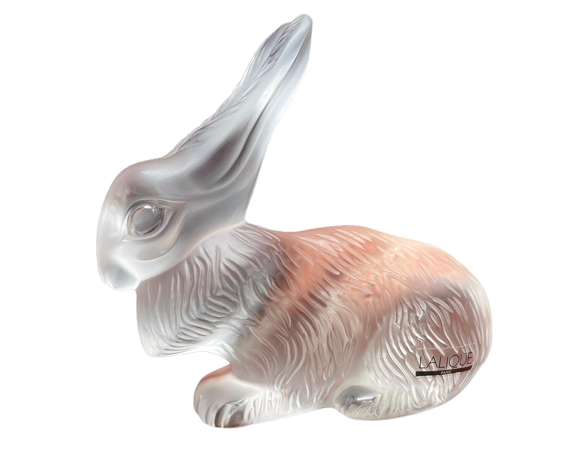 Molded Lalique France Crystal Rabbit ”Cesar” Figurine For Sale