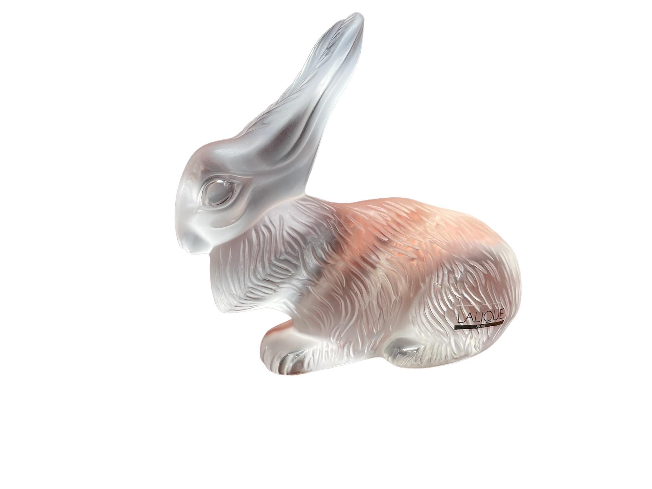 Molded Lalique France Crystal Rabbit ”Cesar” Figurine For Sale