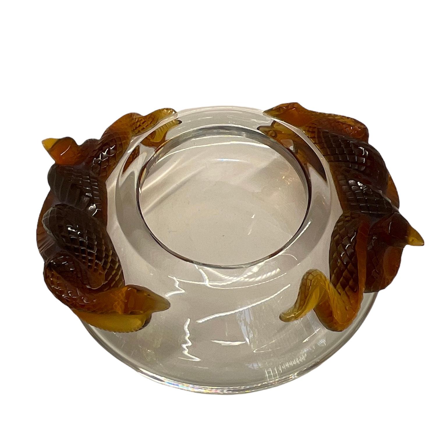 Lalique, France Crystal Serpents Bowl Centerpiece  2