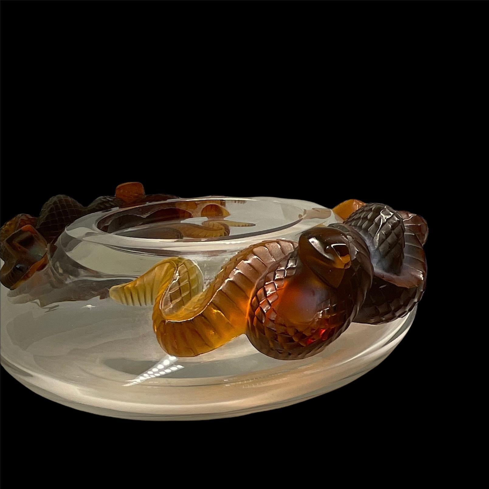 Lalique, France Crystal Serpents Bowl Centerpiece  3