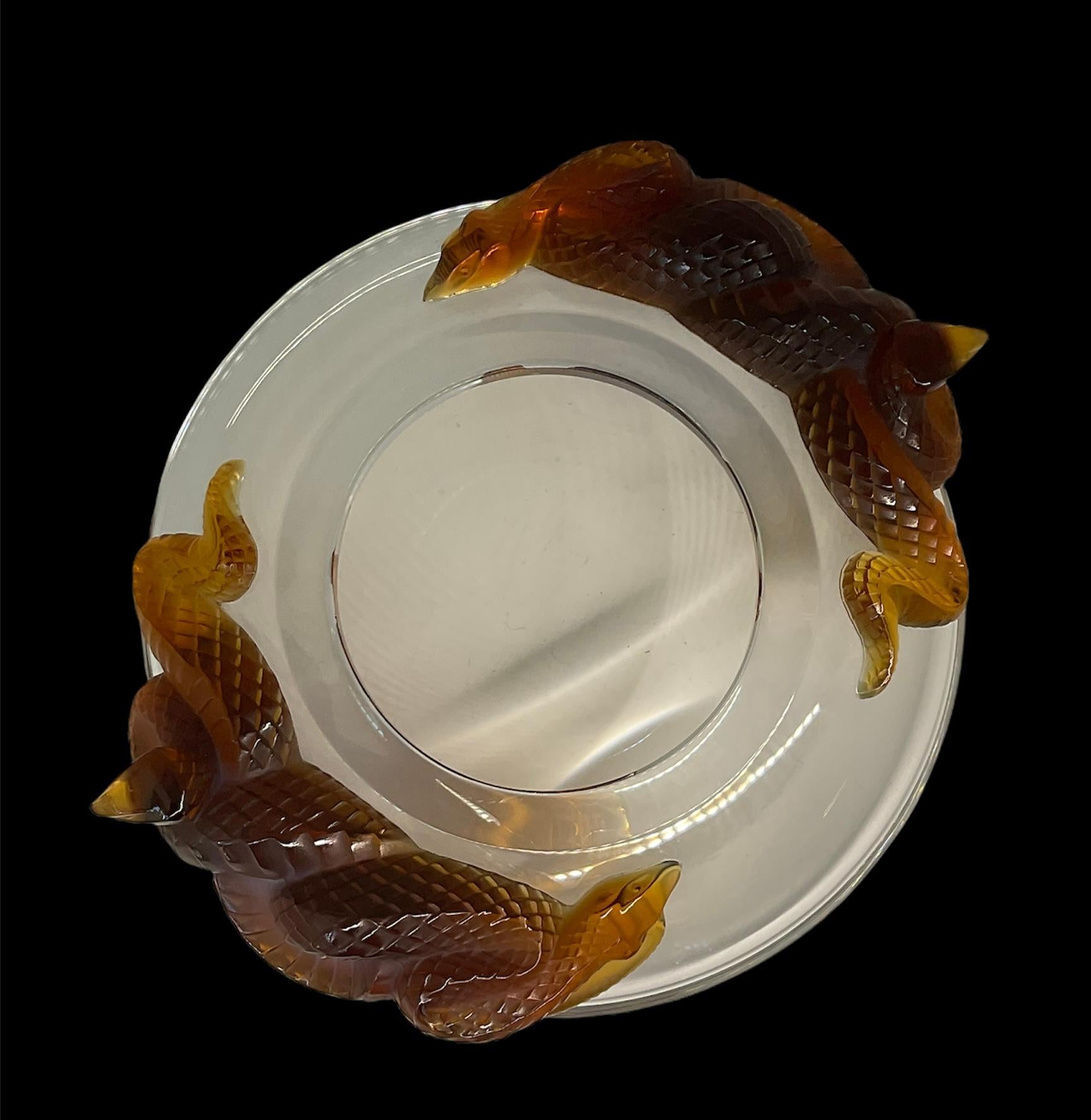 French Lalique, France Crystal Serpents Bowl Centerpiece 