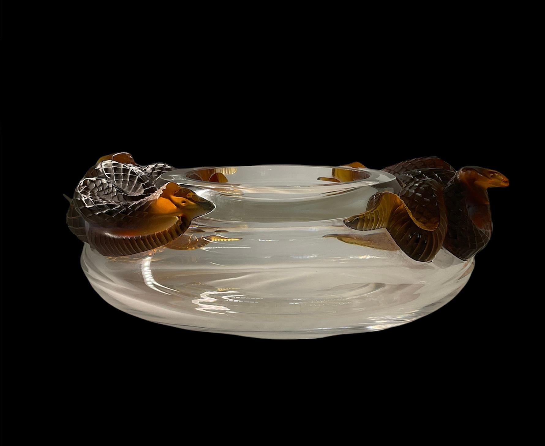 Lalique, France Crystal Serpents Bowl Centerpiece  1