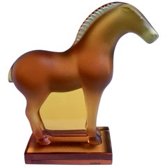 Lalique France Crystal "Tang" Horse Paper Weight