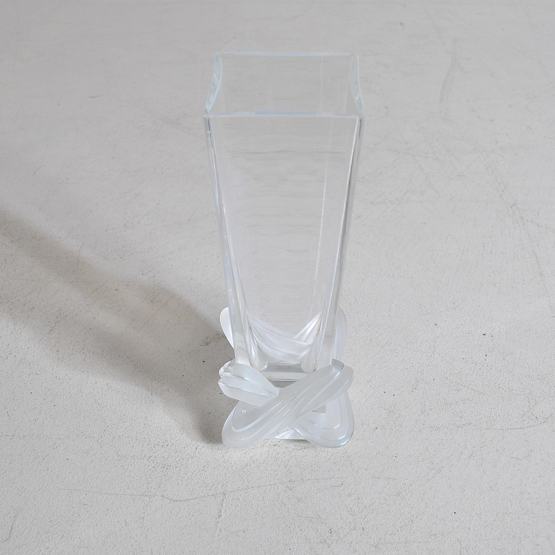 Mid-Century Modern Lalique France Crystal Vase, Lucca Model