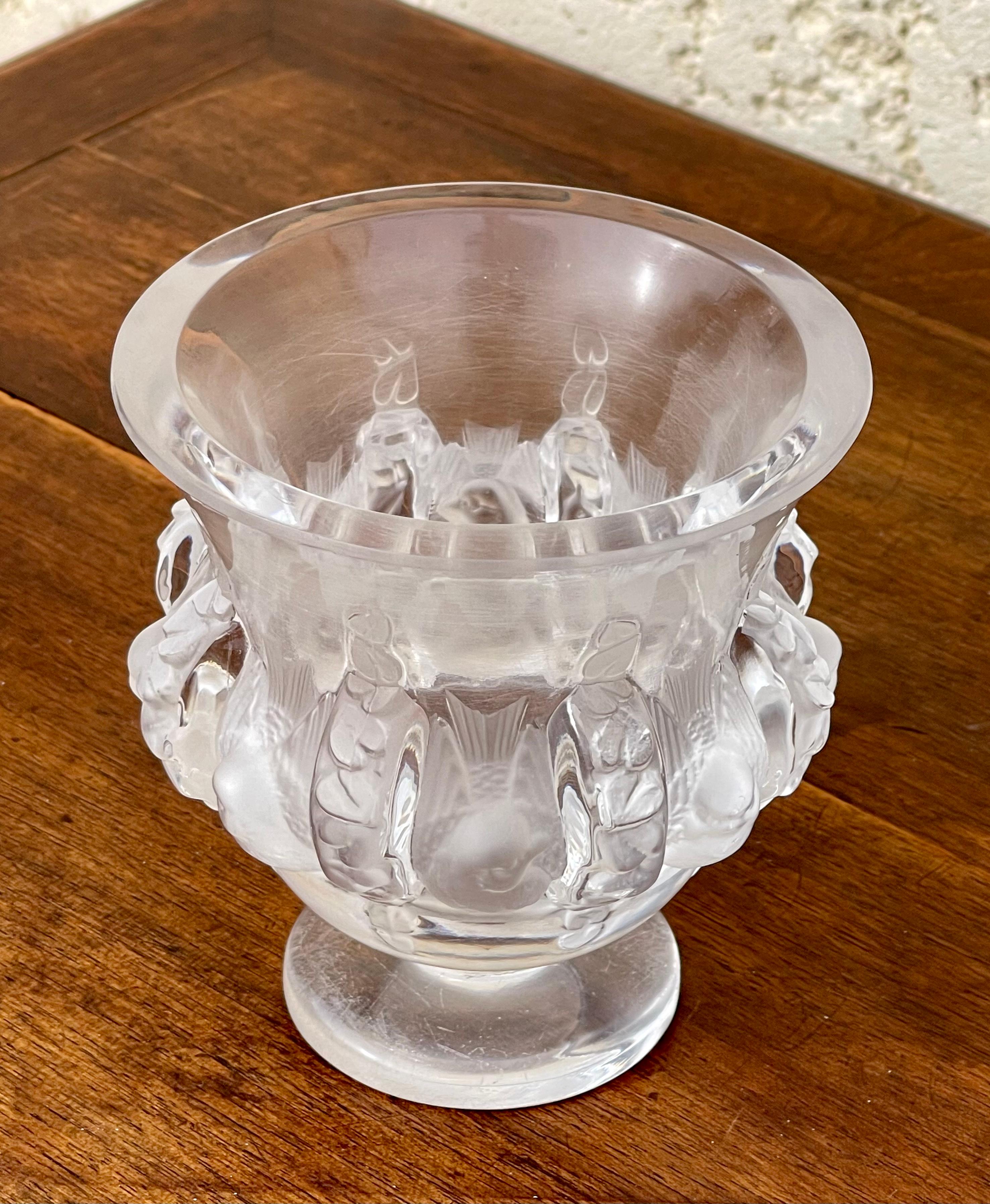 Art Nouveau Lalique France - Dampierre Crystal Vase, XXth For Sale