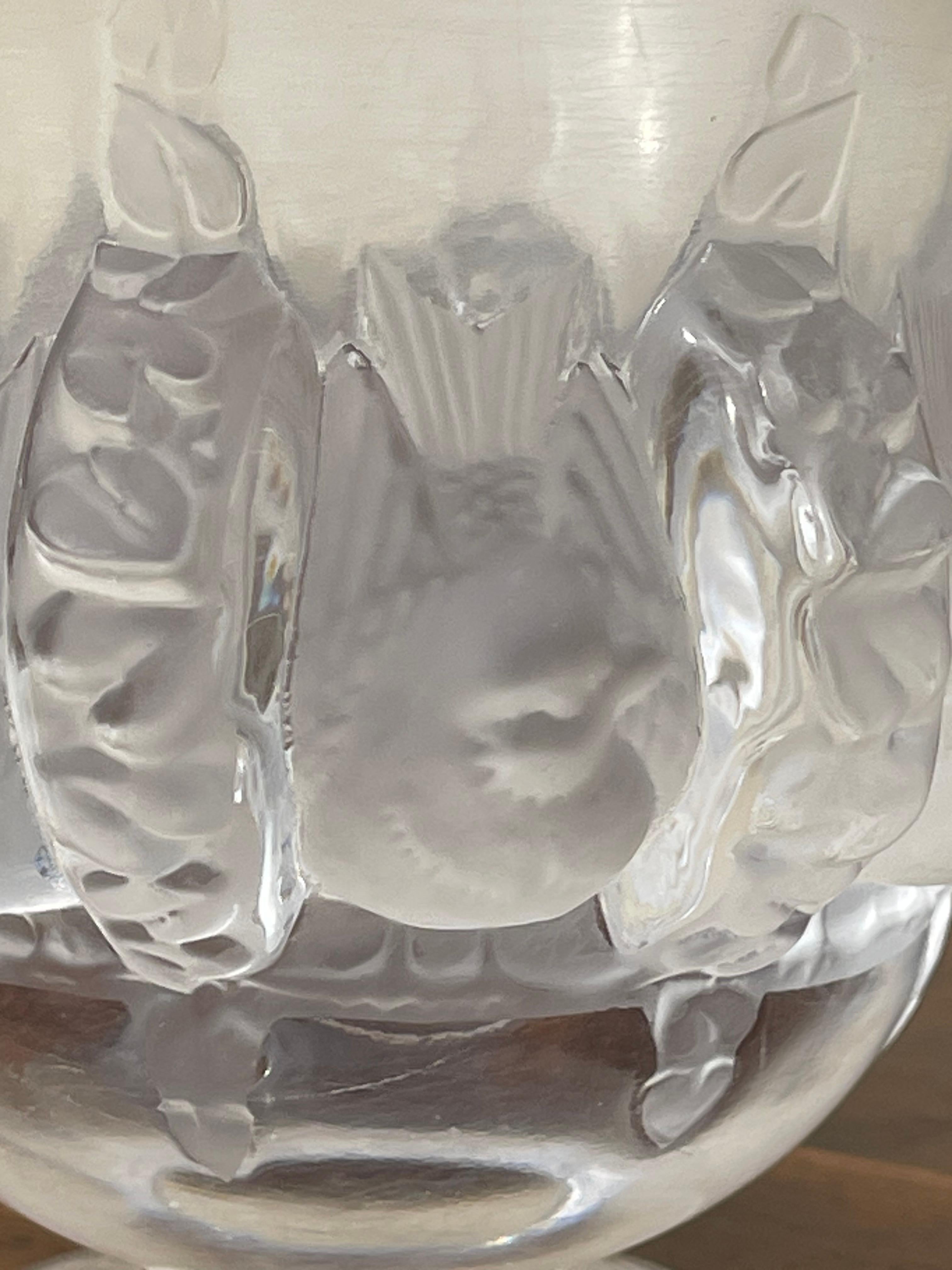 20th Century Lalique France - Dampierre Crystal Vase, XXth For Sale