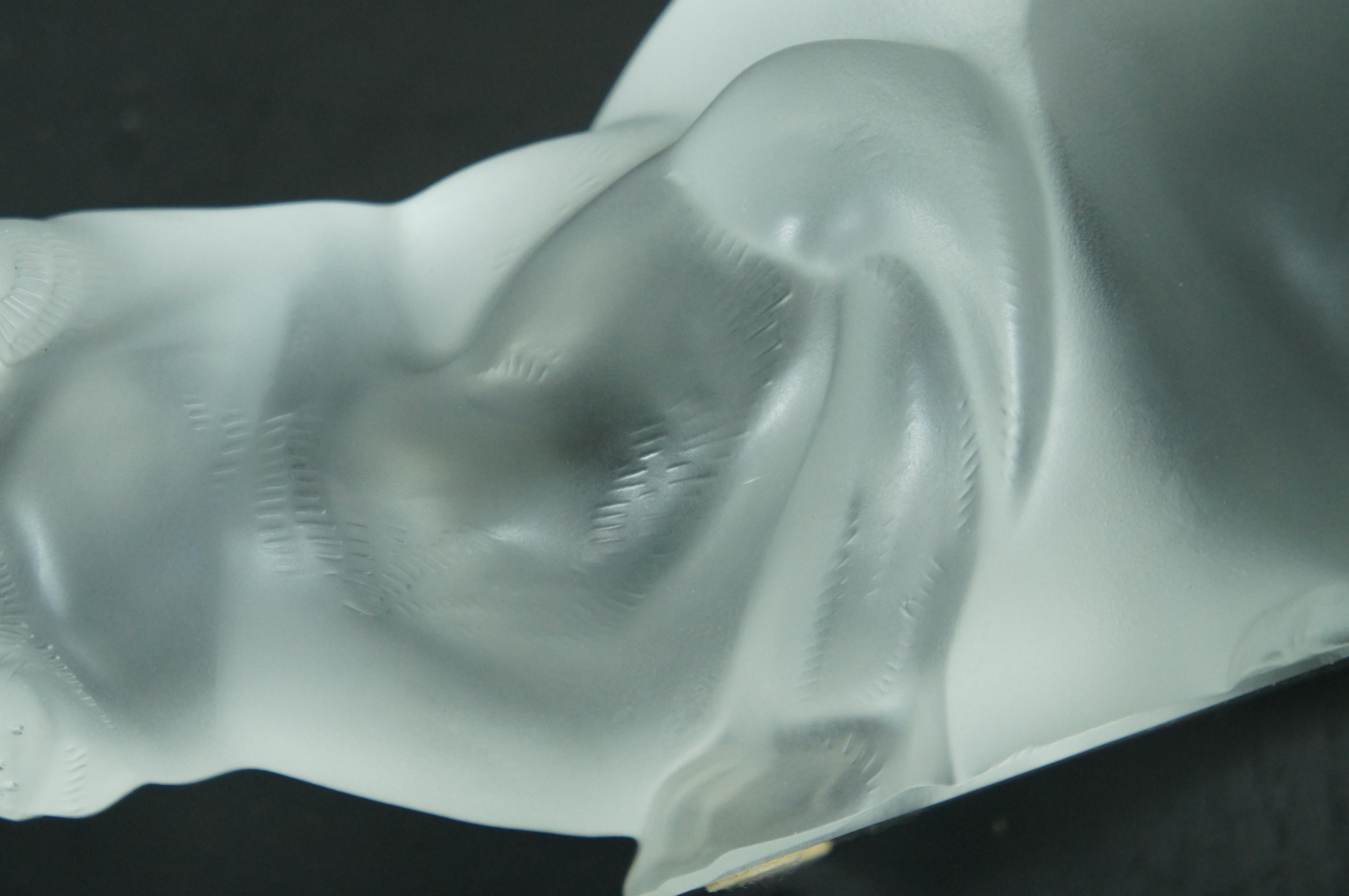Lalique France Frosted Crystal Crouching Cat Chat Crouche Figurine 11602 10