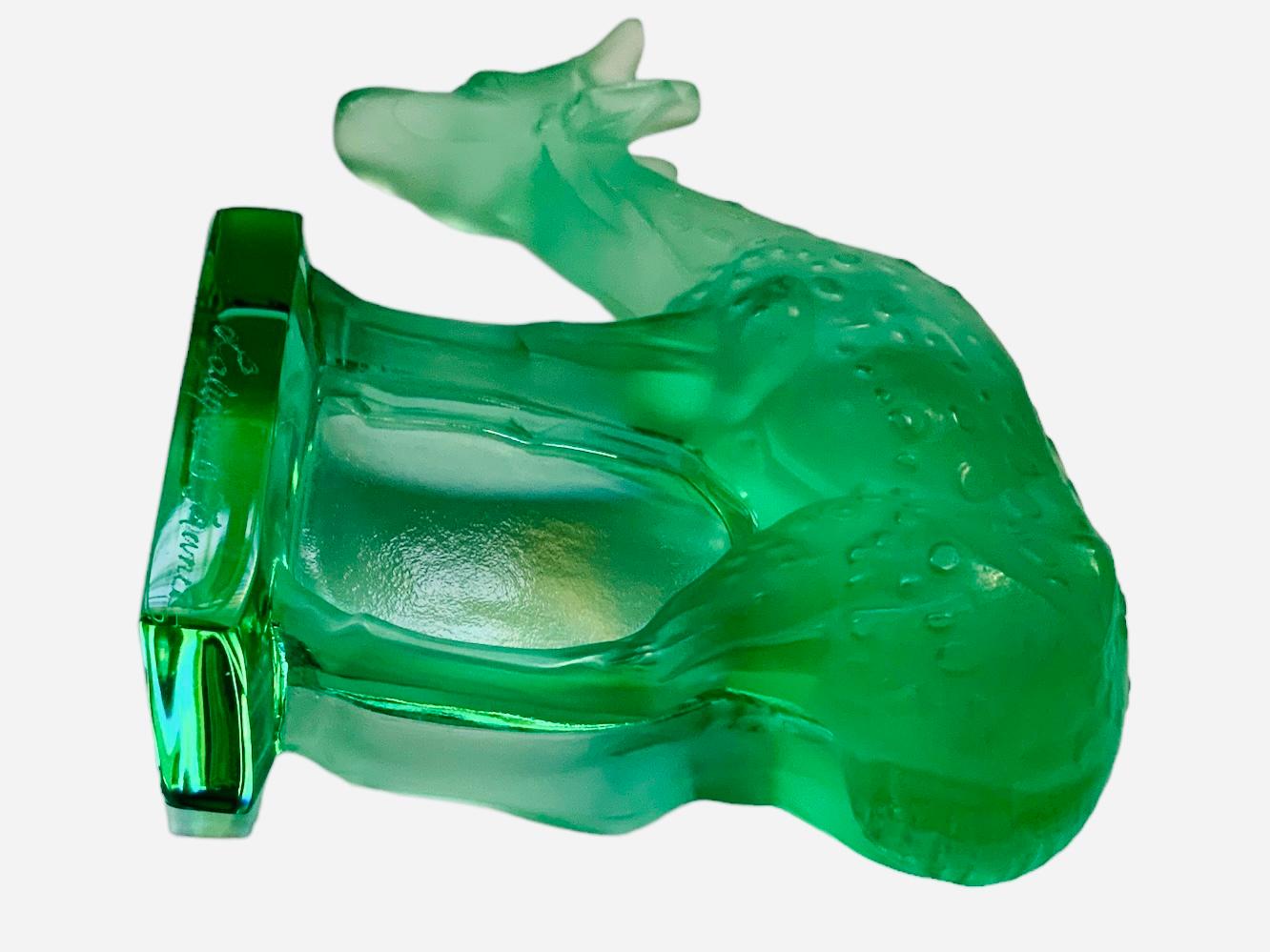 Art Deco Lalique France Frosted Crystal Deer Sculpture