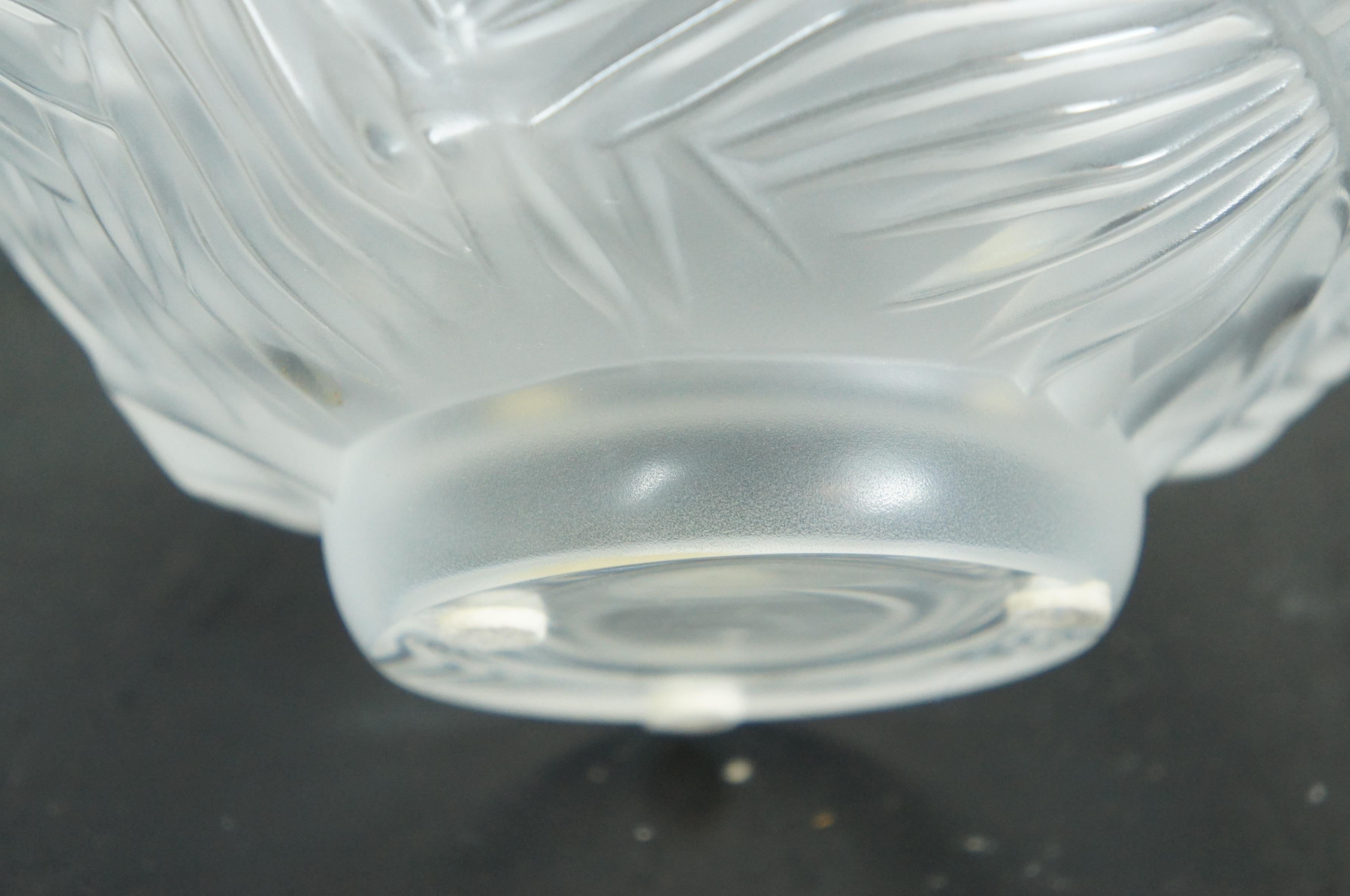 Lalique Francia Cristal Esmerilado Kelapa Palma Centro de Mesa Cuenco Compota 7 6