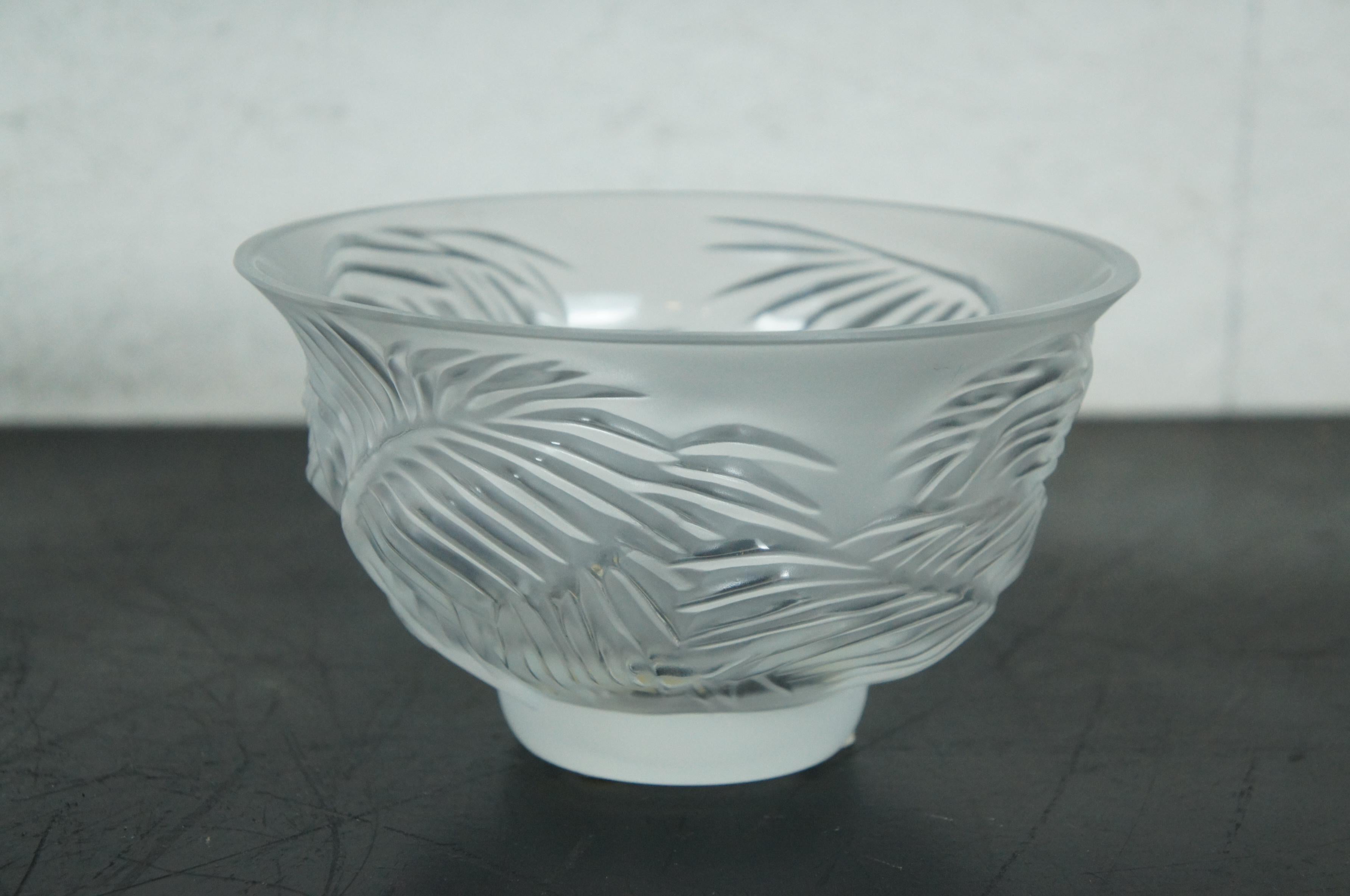 Lalique Francia Cristal Esmerilado Kelapa Palma Centro de Mesa Cuenco Compota 7 siglo XX