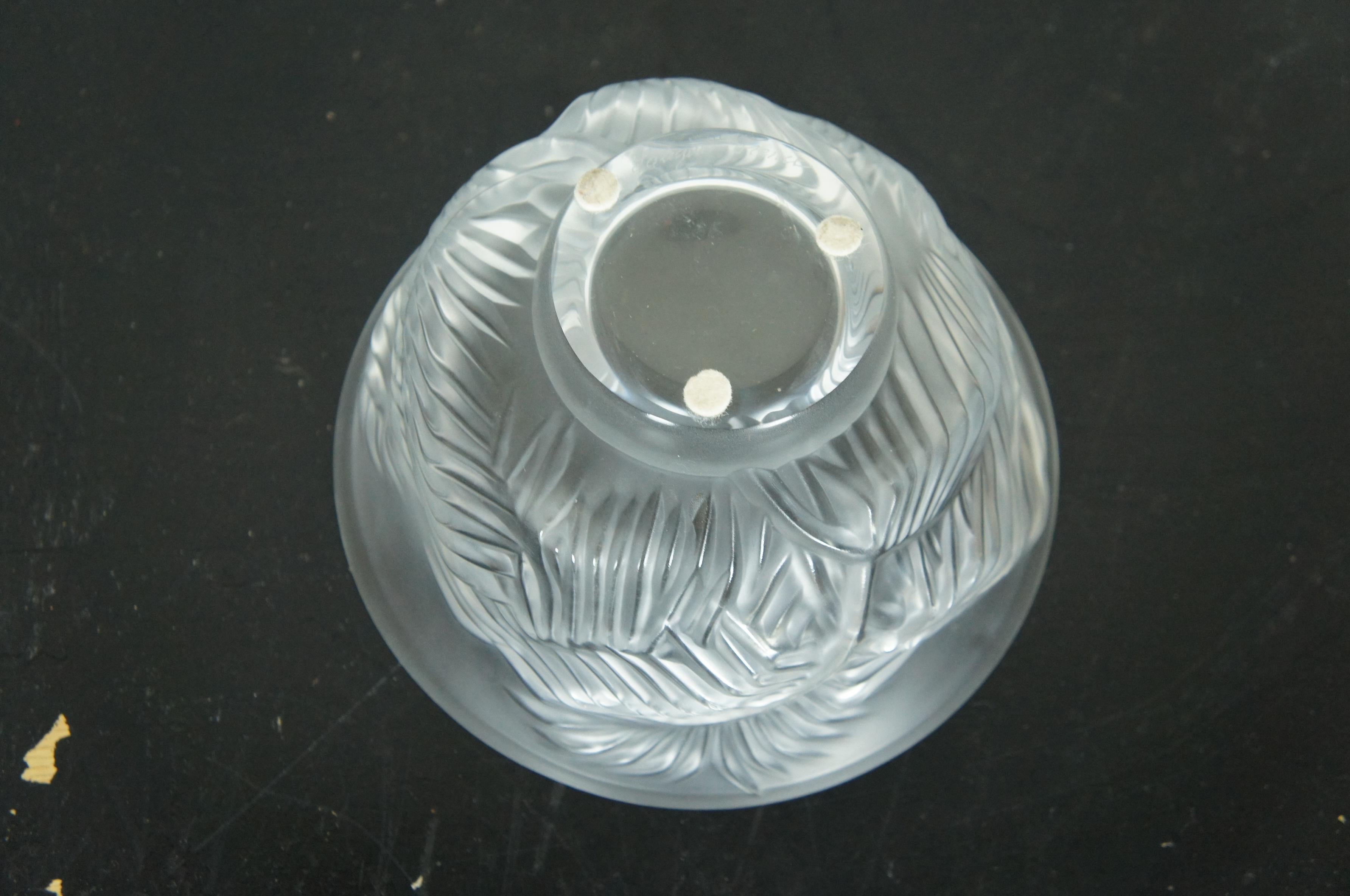 Lalique Francia Cristal Esmerilado Kelapa Palma Centro de Mesa Cuenco Compota 7 2