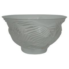 Lalique Francia Cristal Esmerilado Kelapa Palma Centro de Mesa Cuenco Compota 7