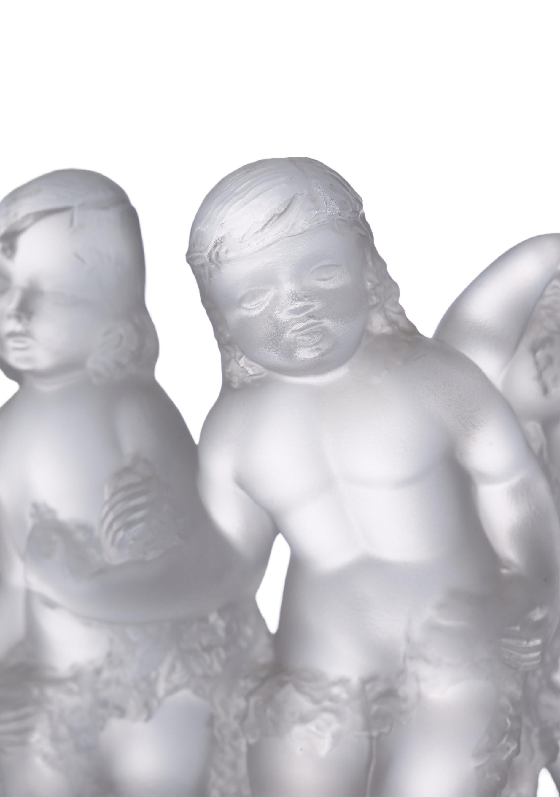 Lalique France Frosted Crystal Six Figural Cherub Group 4