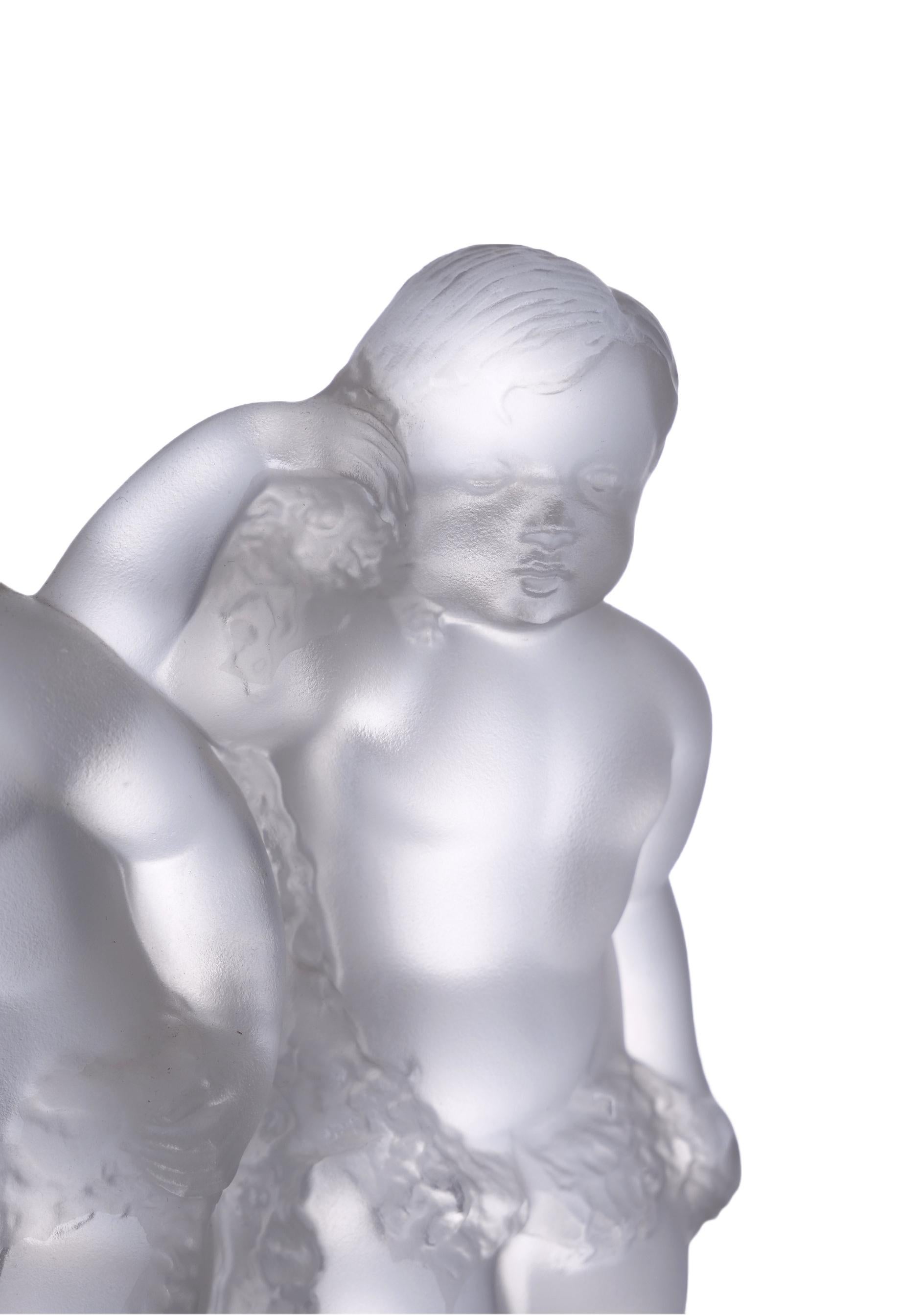 Lalique France Frosted Crystal Six Figural Cherub Group 5