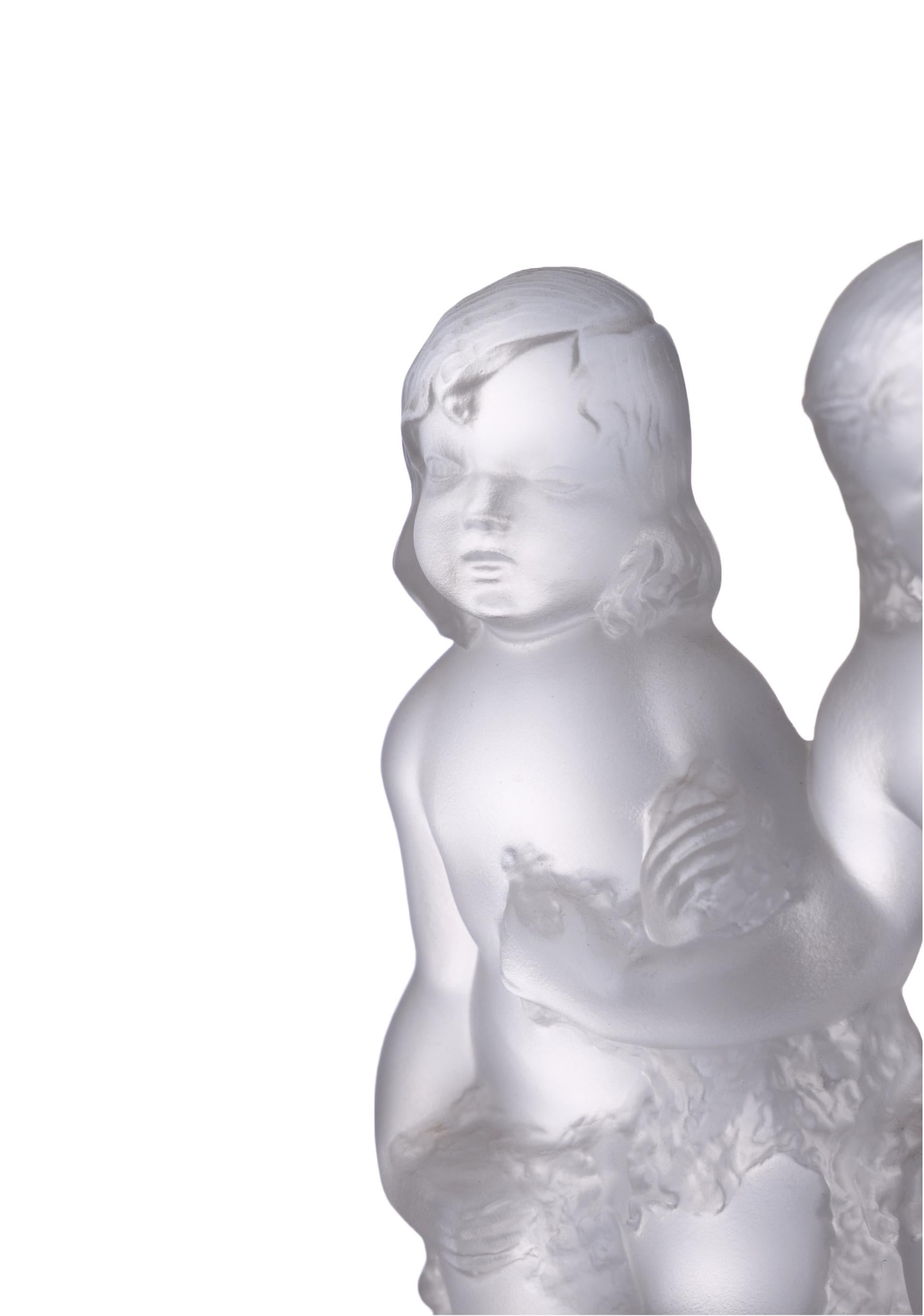 Lalique France Frosted Crystal Six Figural Cherub Group 3