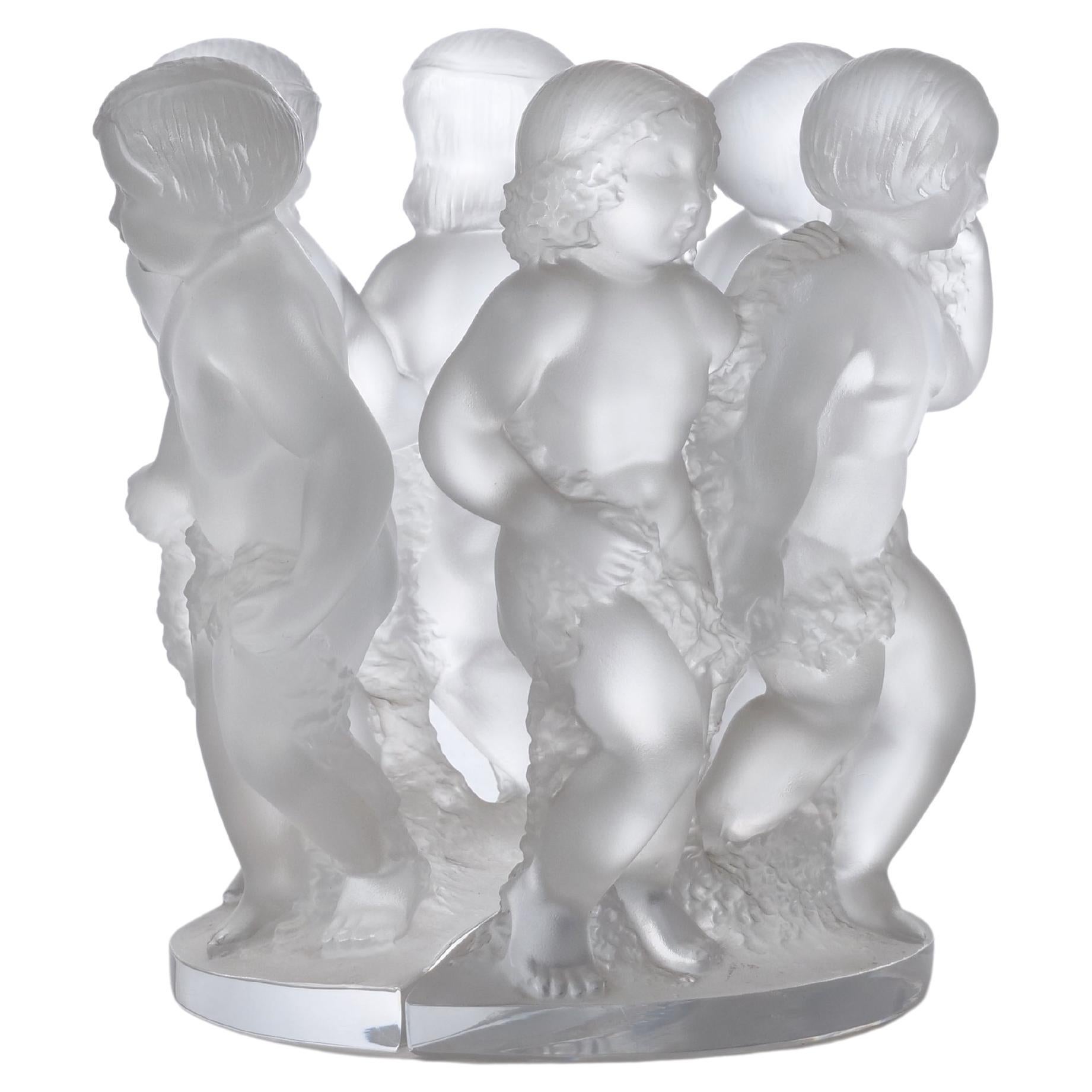 Lalique France Frosted Crystal Six Figural Cherub Group