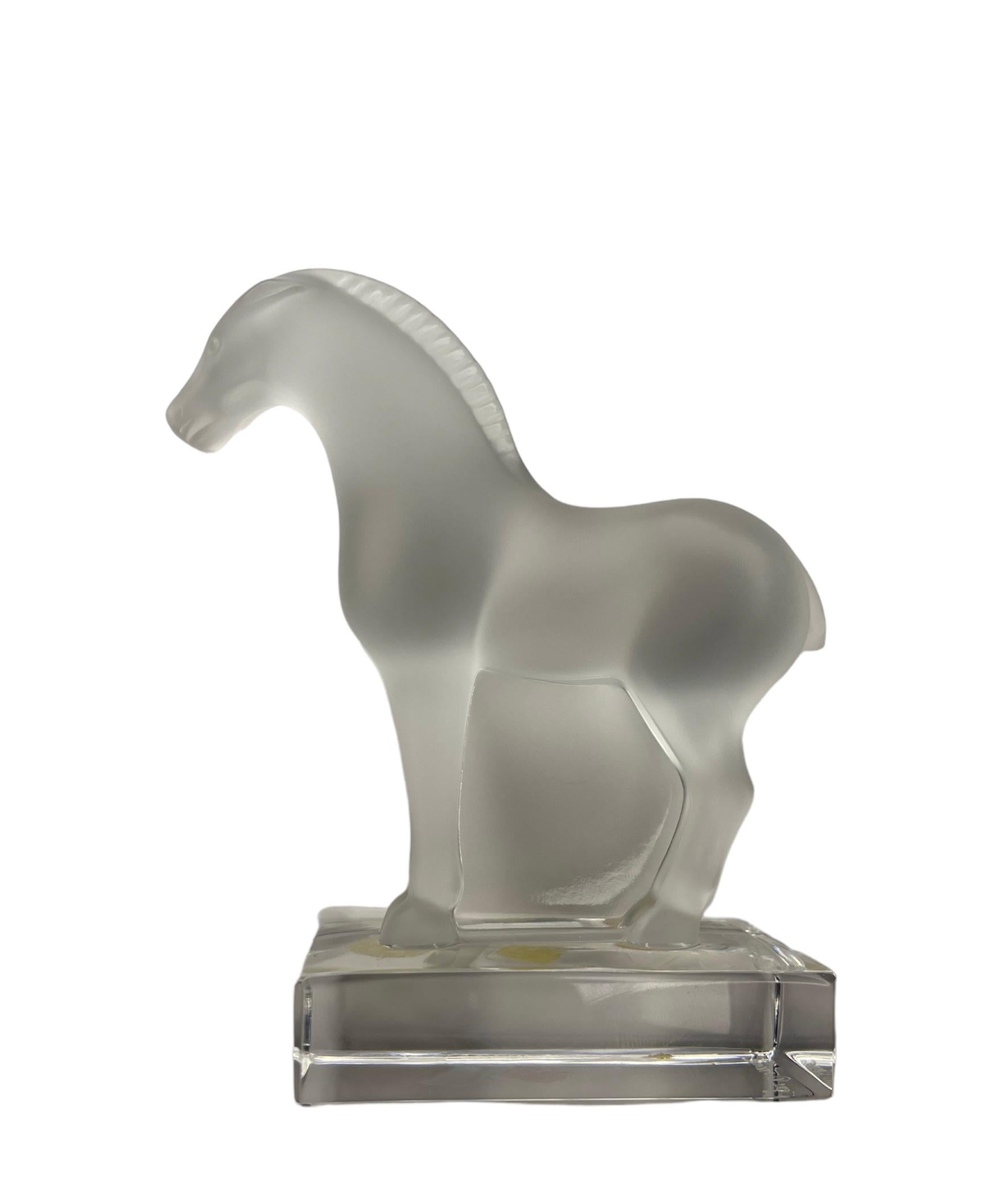 Lalique France Frosted Crystal “Tang” Horse Sculpture  3